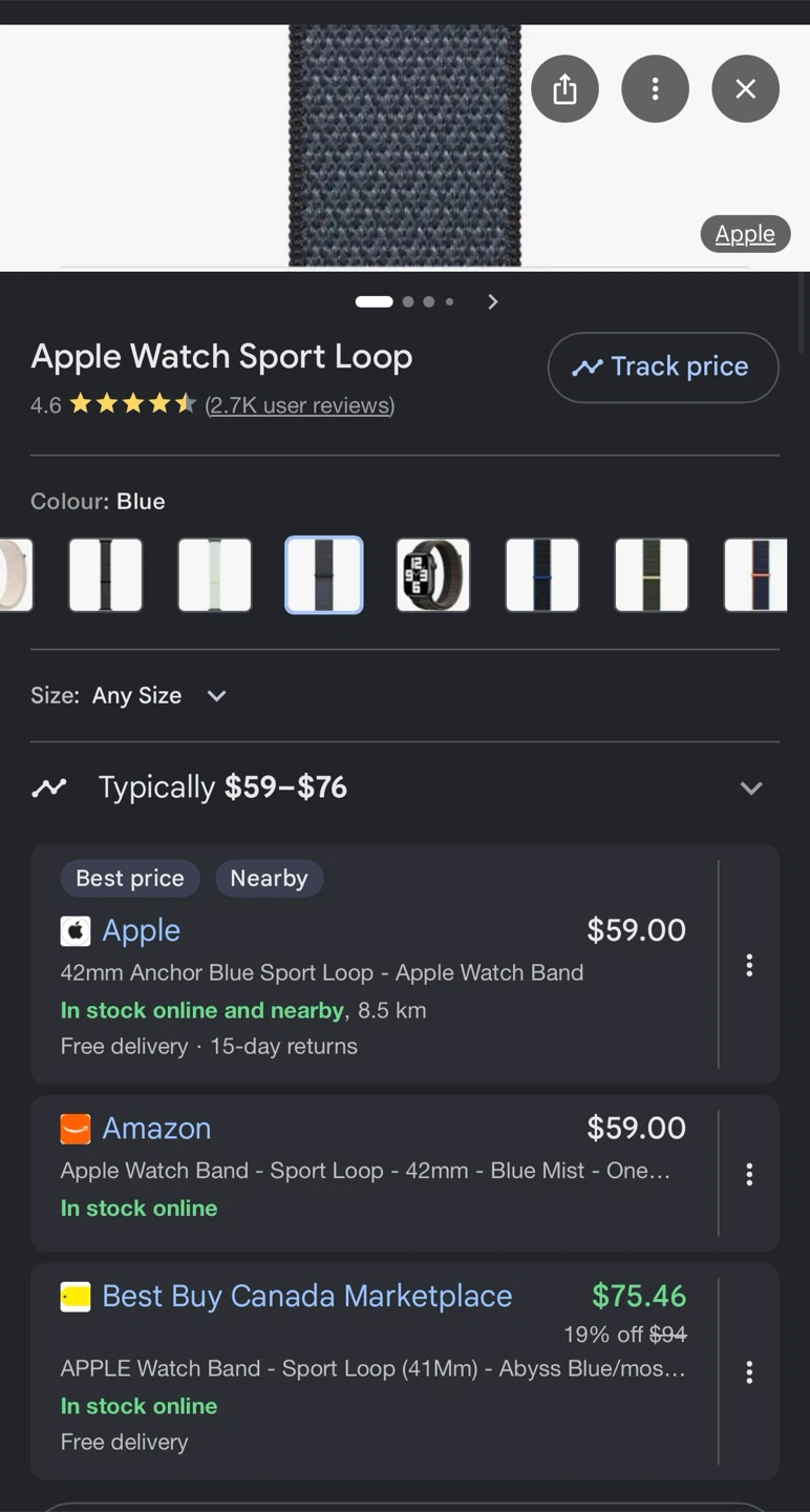 Apple Watch Anchor Blue Sport Loop 42mm – Brand New