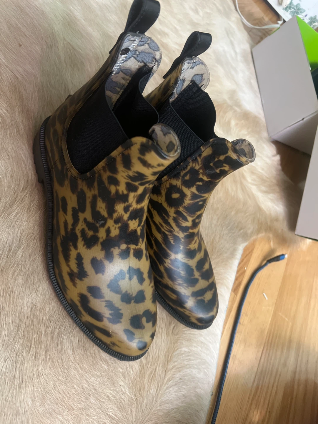 Leopard Print Chelsea rain Boots