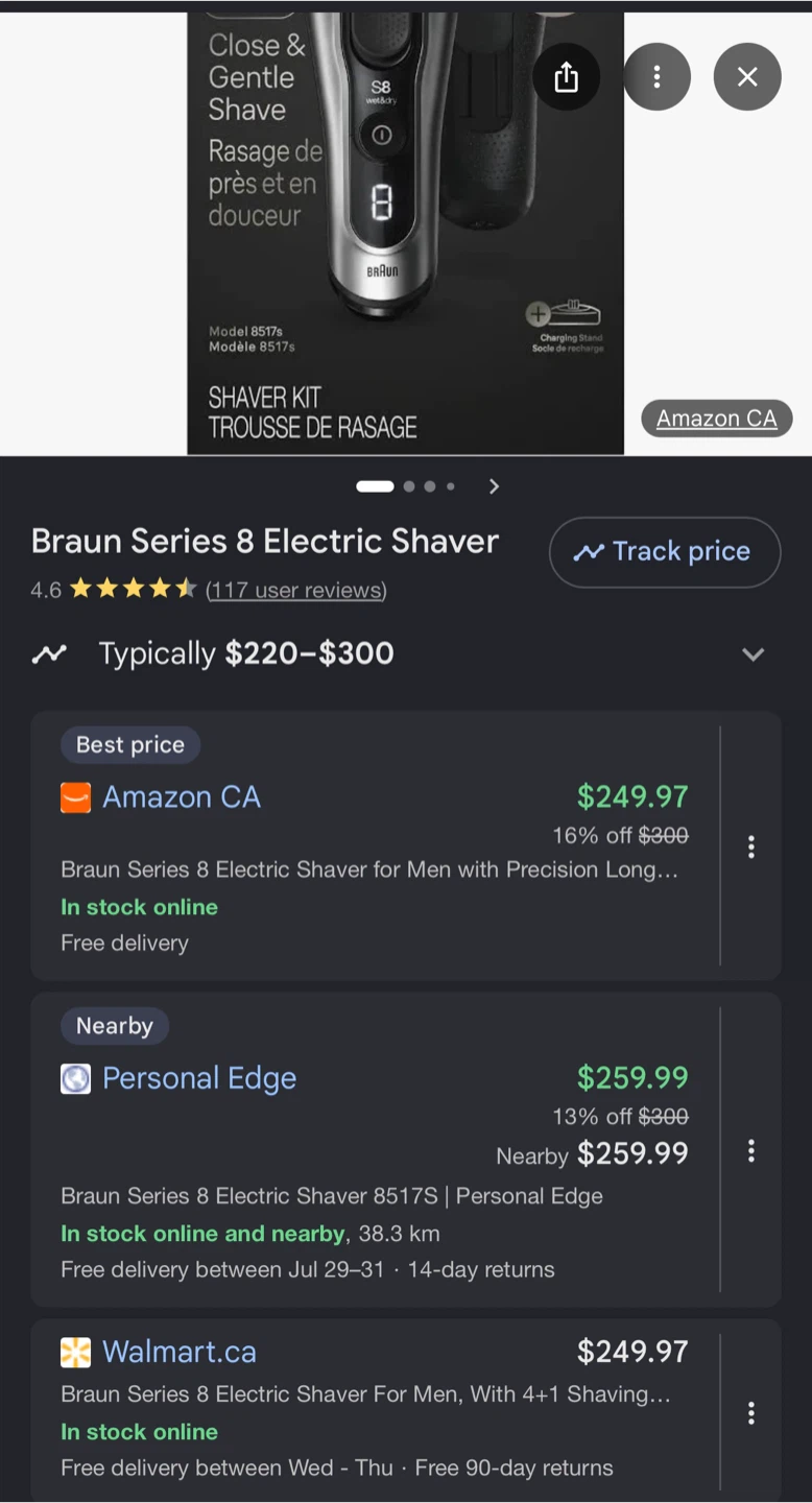 Braun Series 8 Electric Shaver – Brand New Open Box
