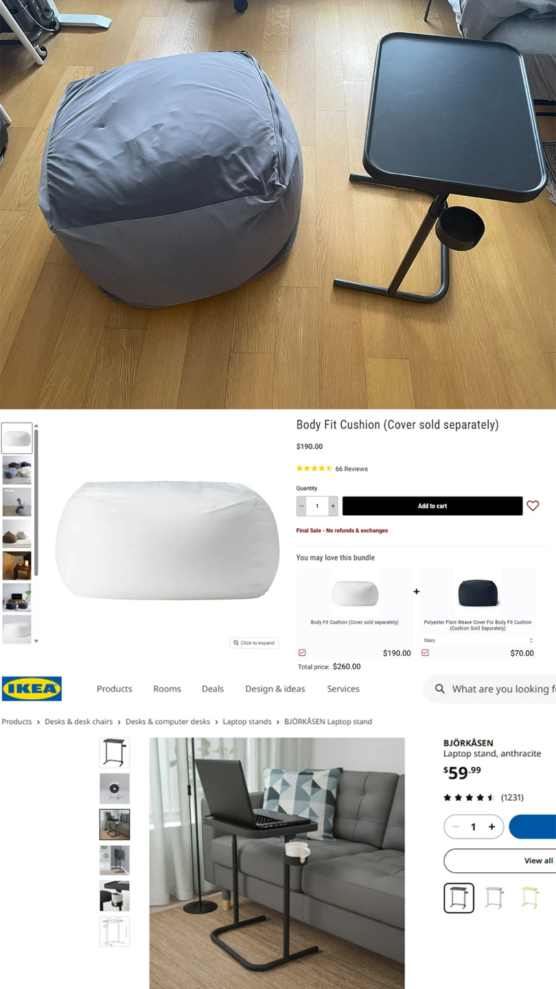MUJI Body Fit Cushion/ bean bag