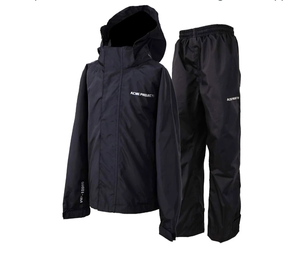 Men’s 3XL Waterproof Rain Suit Set Jacket & Pants Black