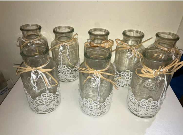 Set of 8 Decorative Glass Jars