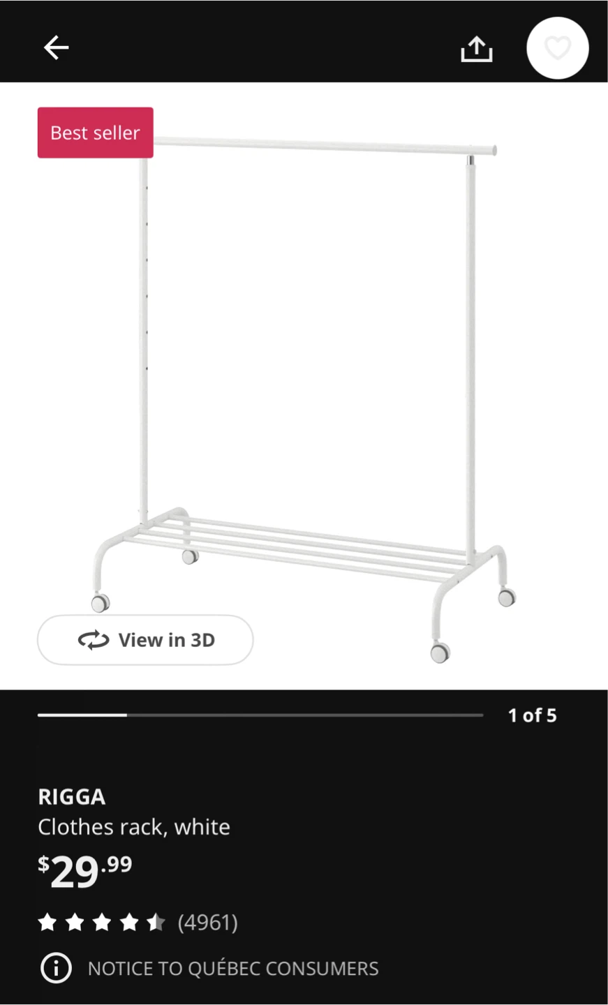 IKEA RIGGA Clothes Rack, White