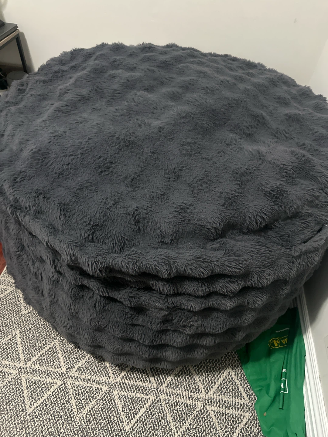 Large Grey Round Bean Bag Chair - photo 2