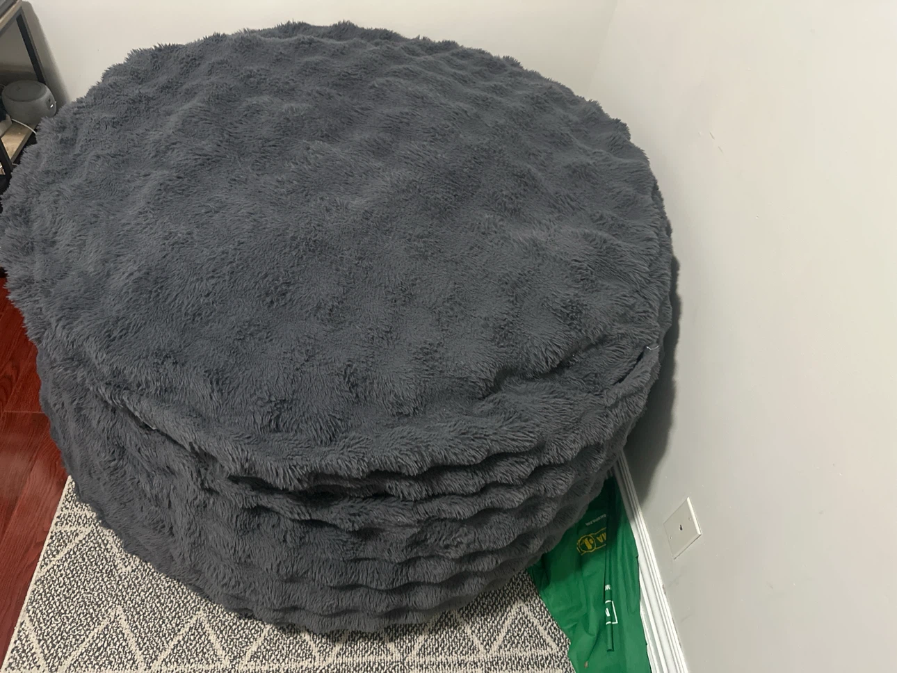 Large Grey Round Bean Bag Chair - photo 3