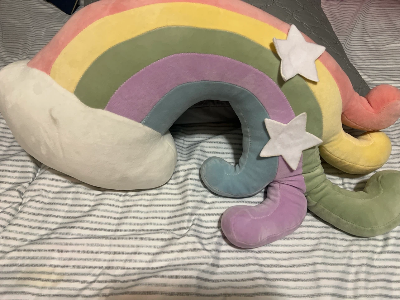 Plush Rainbow Pillow with Clouds and Stars - photo 2