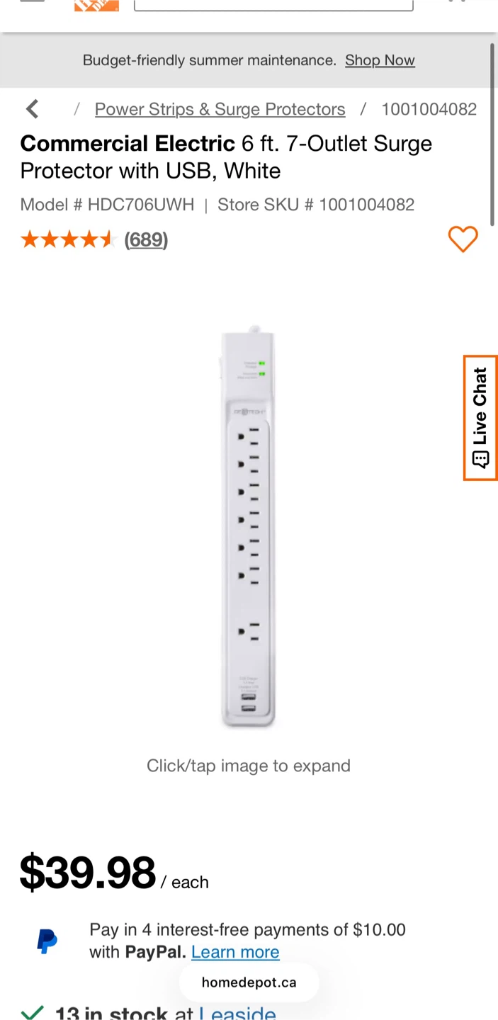 Commercial Electric 6 ft. 7-Outlet Surge Protector with USB - photo 4