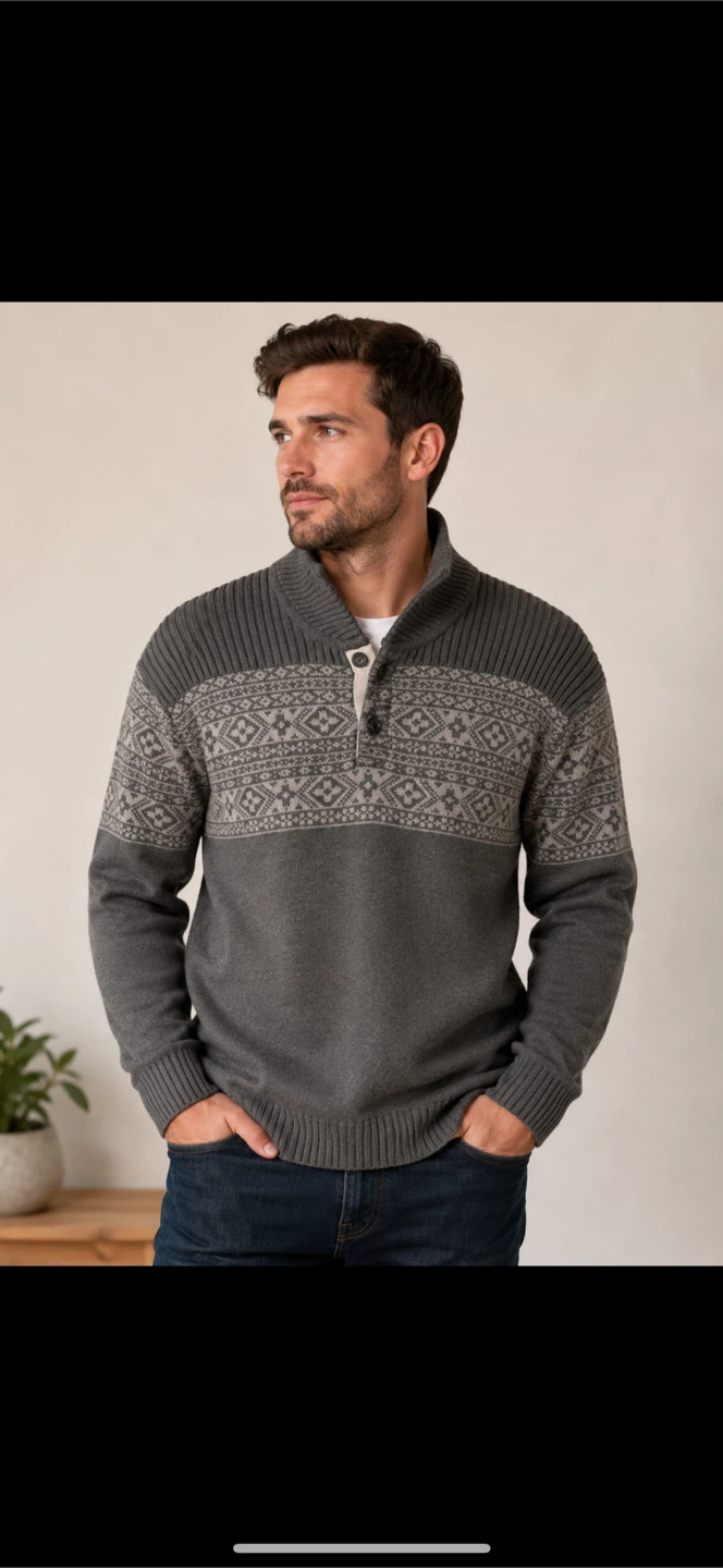 Victorinox Shawl Collar Fair Isle Sweater