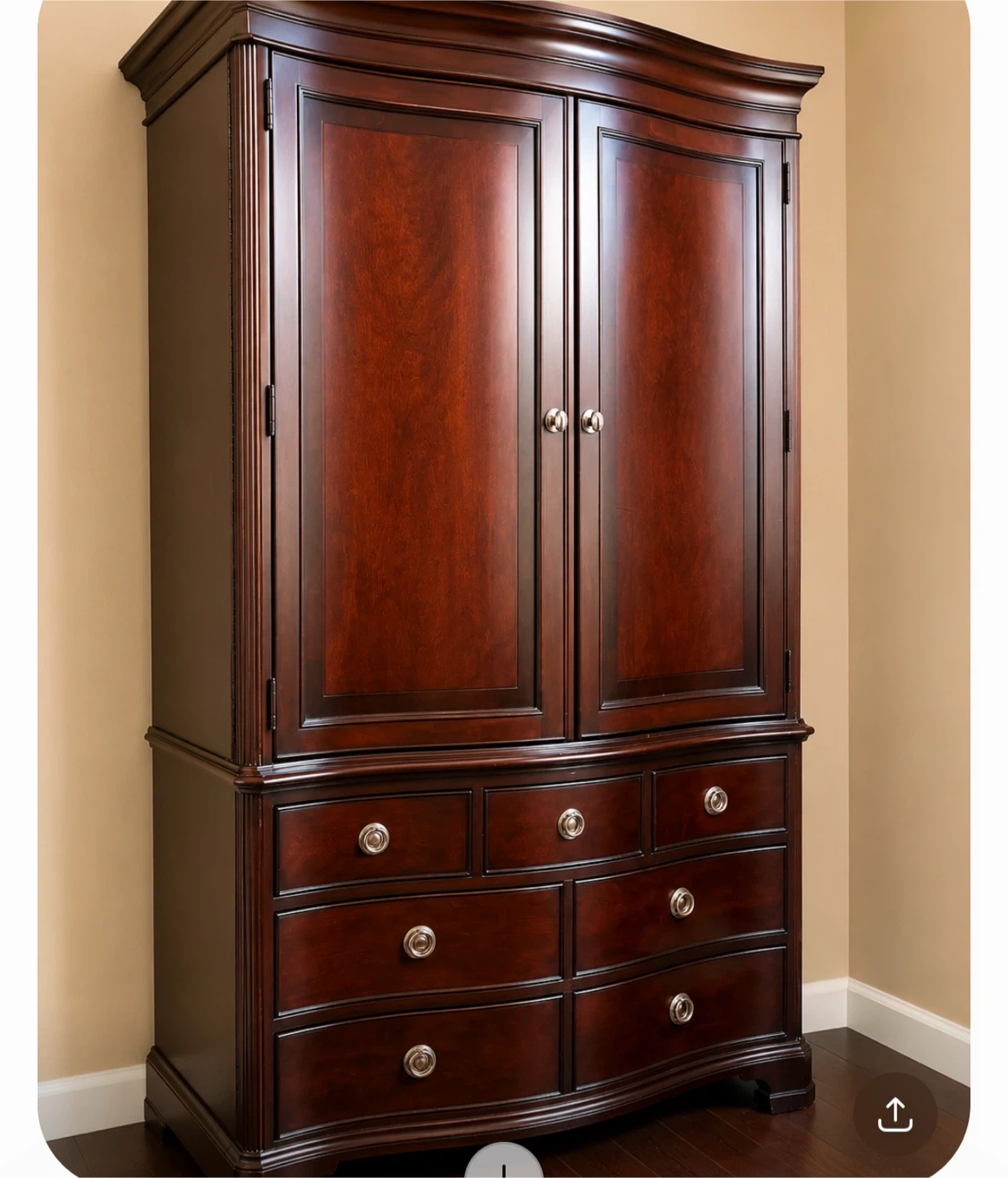 Dark Wood Armoire with Drawers