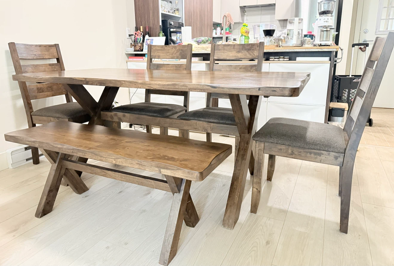 Wooden Dining Table Set with Bench and Chairs - photo 2