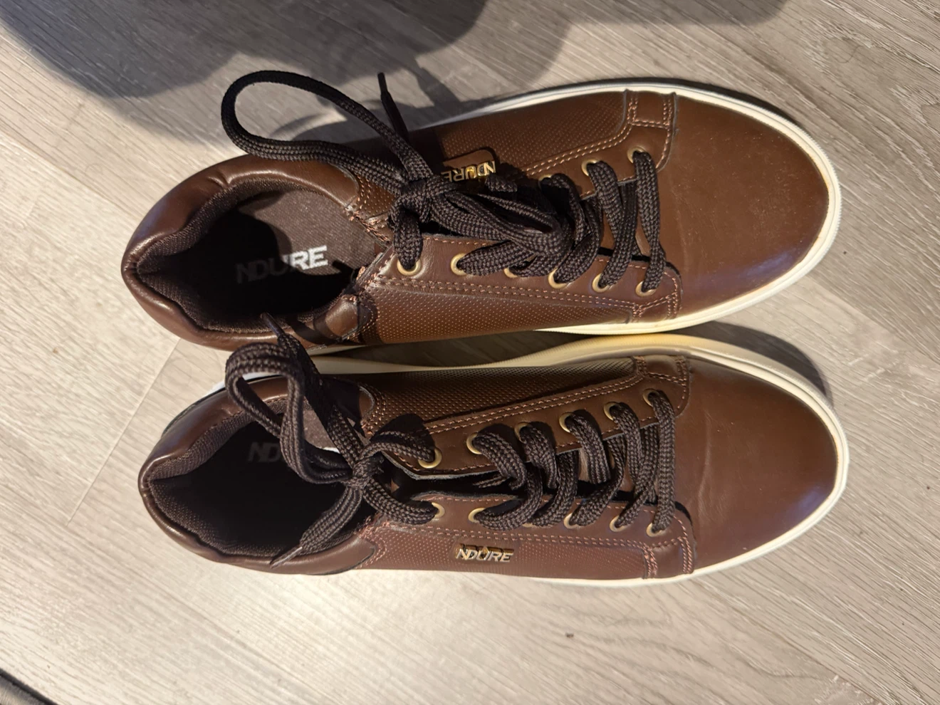 NDure Brown Leather Sneakers