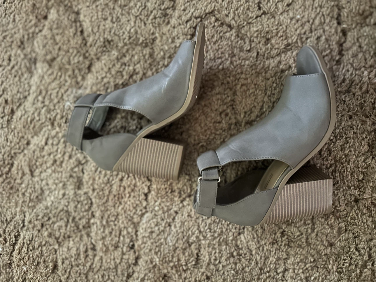 Grey Peep-Toe Wedge Ankle Boots -9 - photo 2