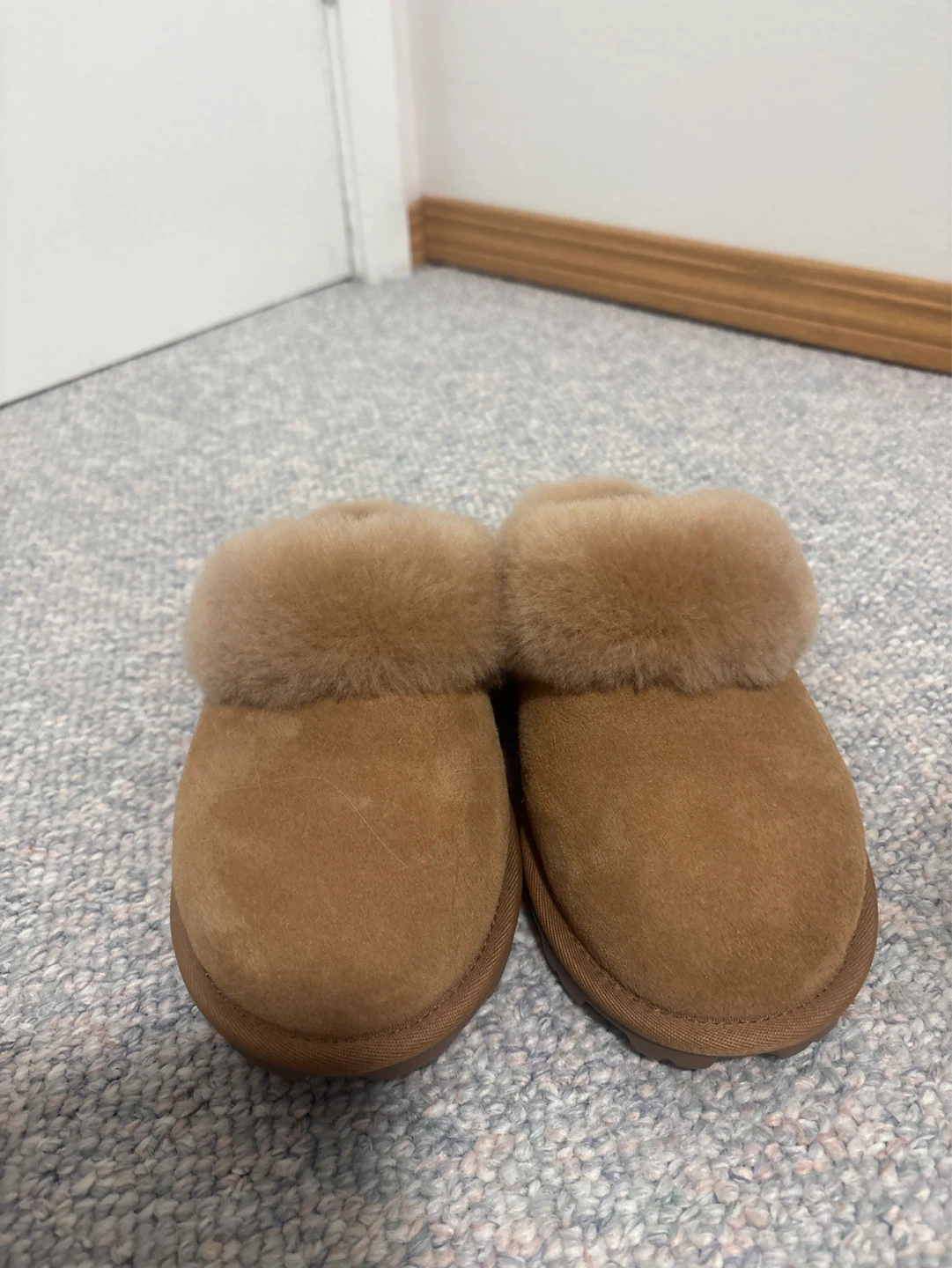 Brown Suede & Shearling Slippers