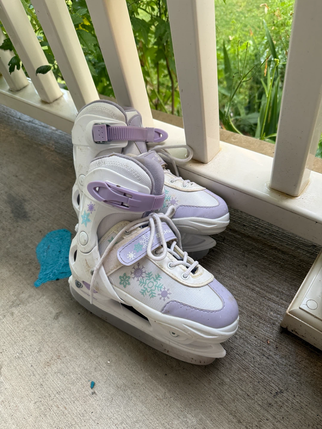 White and Purple Youth Ice Skates adjustable