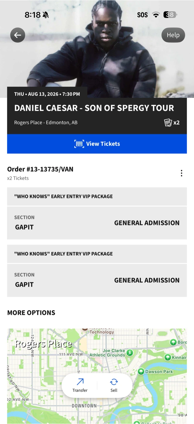 Daniel Caesar - Son of Spergy Tour Tickets (2x VIP)