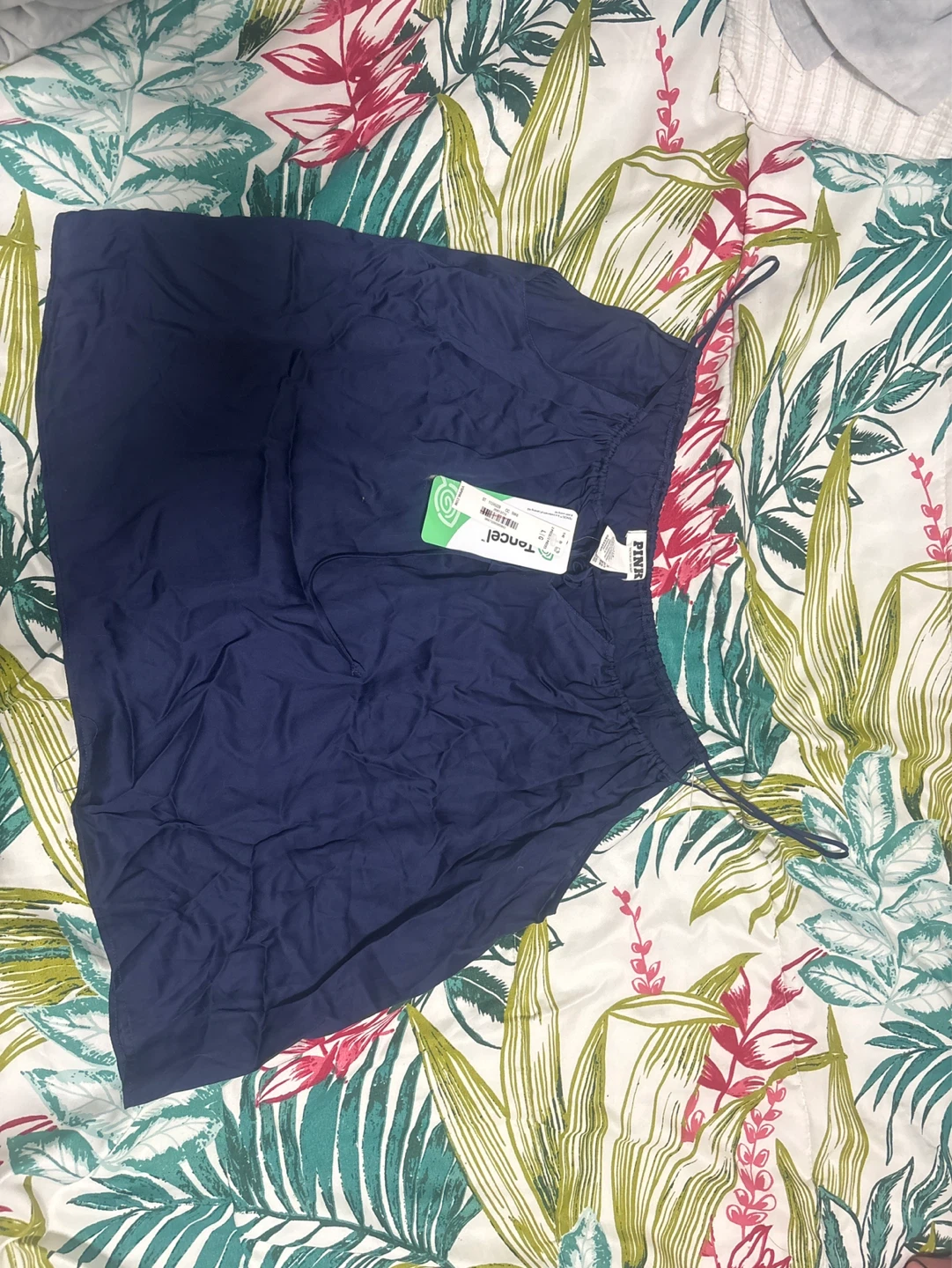 PINK Navy Blue Tencel Skirt - Size M