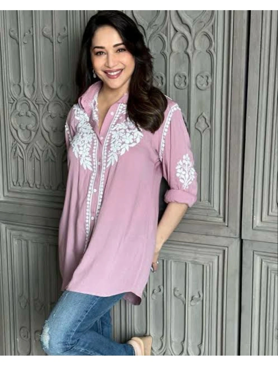 Summer Button-Up Shirt - chikankari
