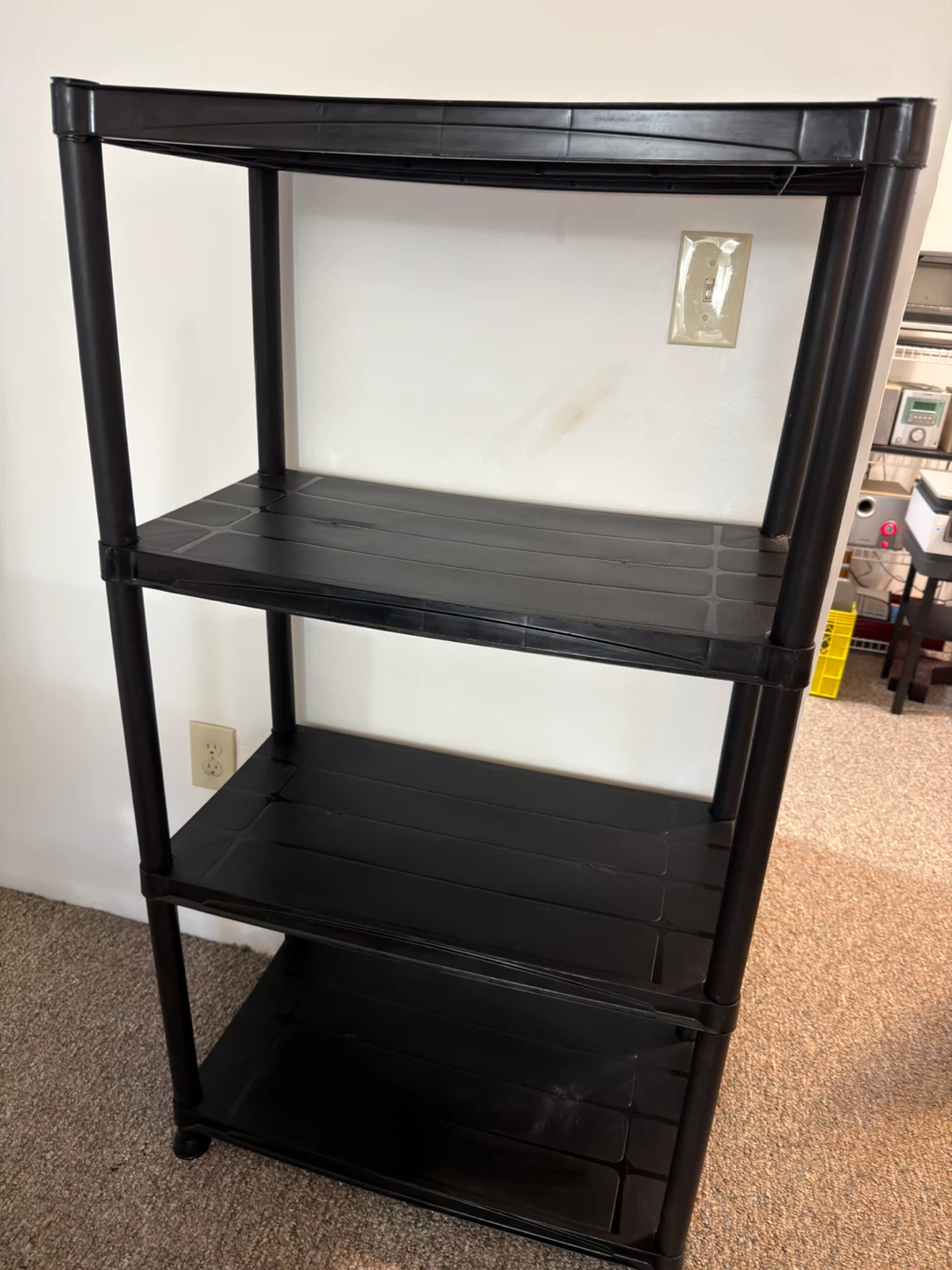 Black 4-Tier Plastic Shelving Unit