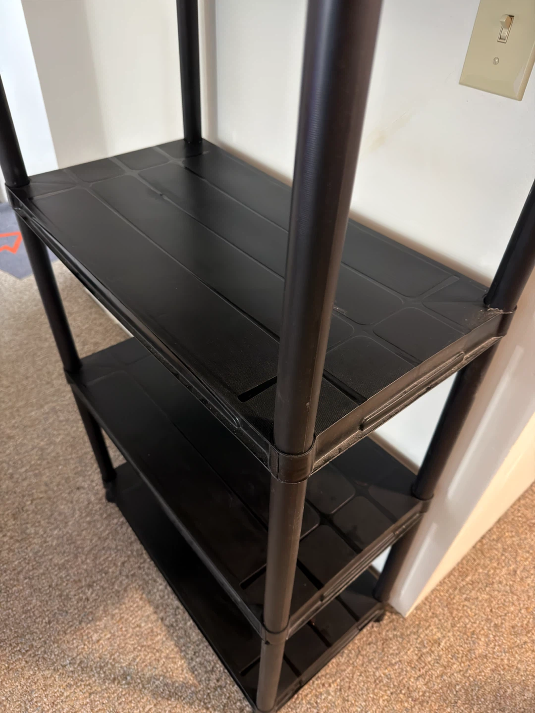 Black 4-Tier Plastic Shelving Unit - photo 3
