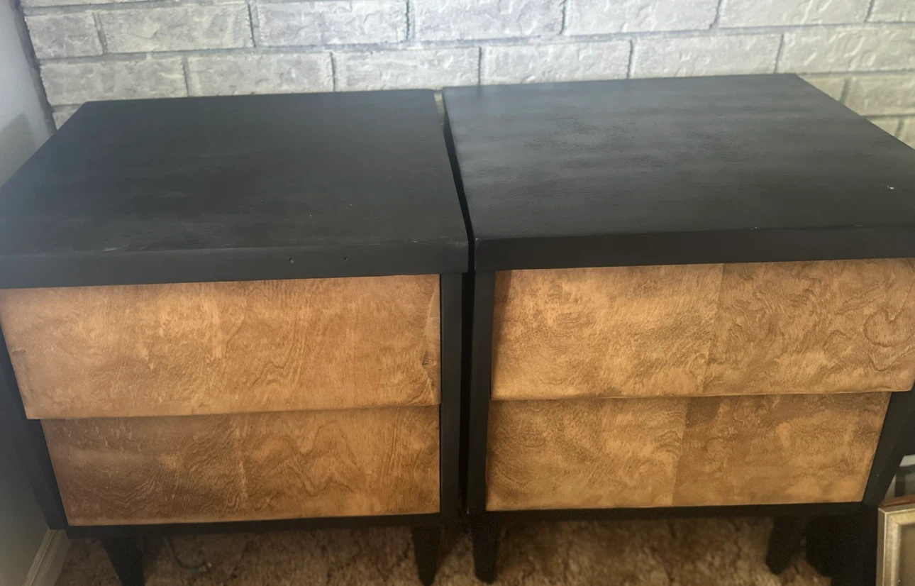 Pair of Black & Wood Nightstands - photo 2