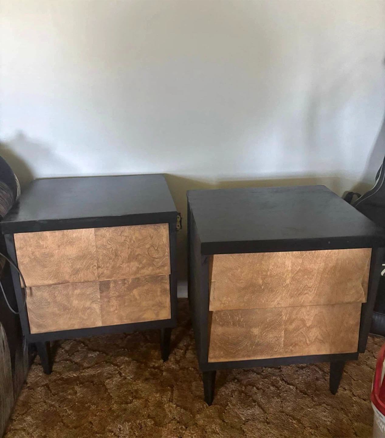 Pair of Black & Wood Nightstands - photo 4
