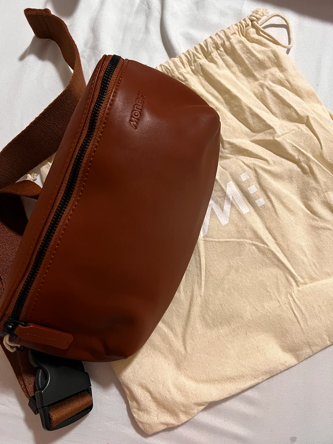 Monos Brown Faux Leather Belt Bag