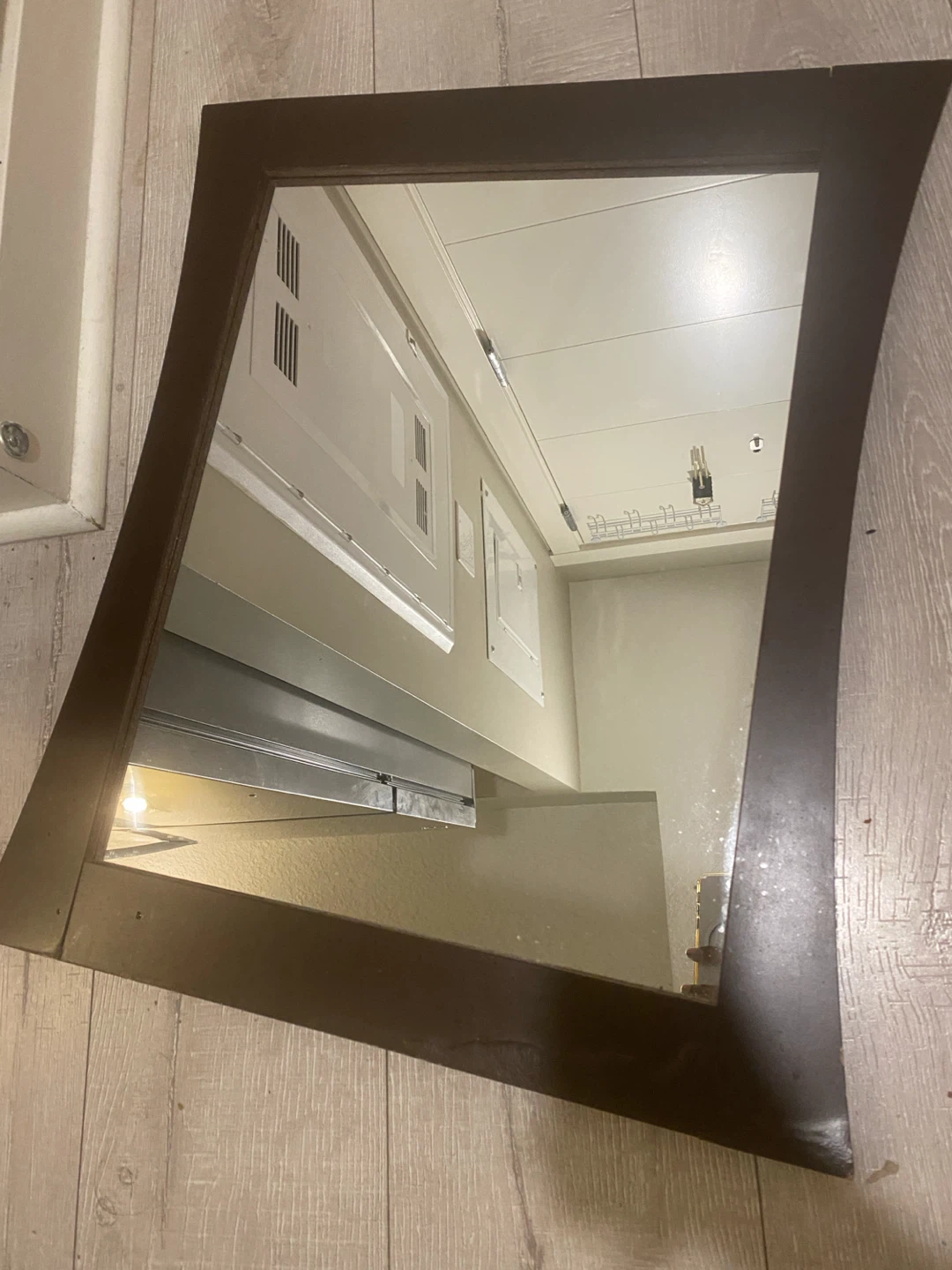Modern Dark Brown Wood Framed Wall Mirror – 22” x 24”