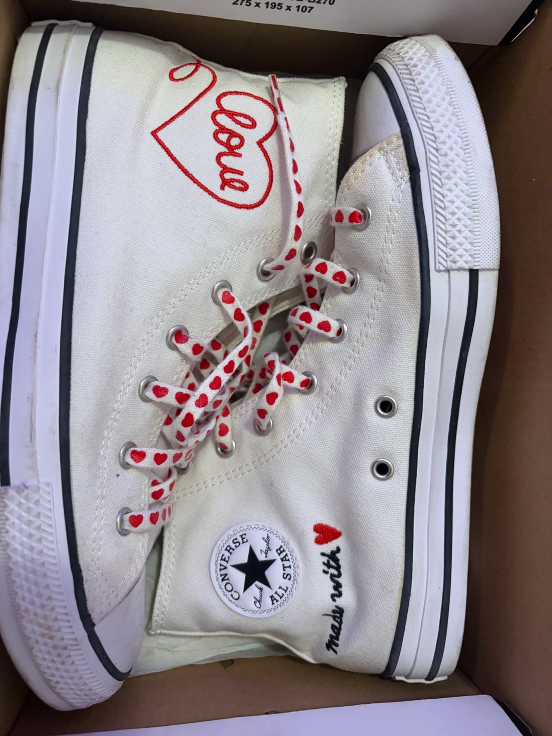 Converse Chuck Taylor All Star Hi Sneakers - White/Red Hearts