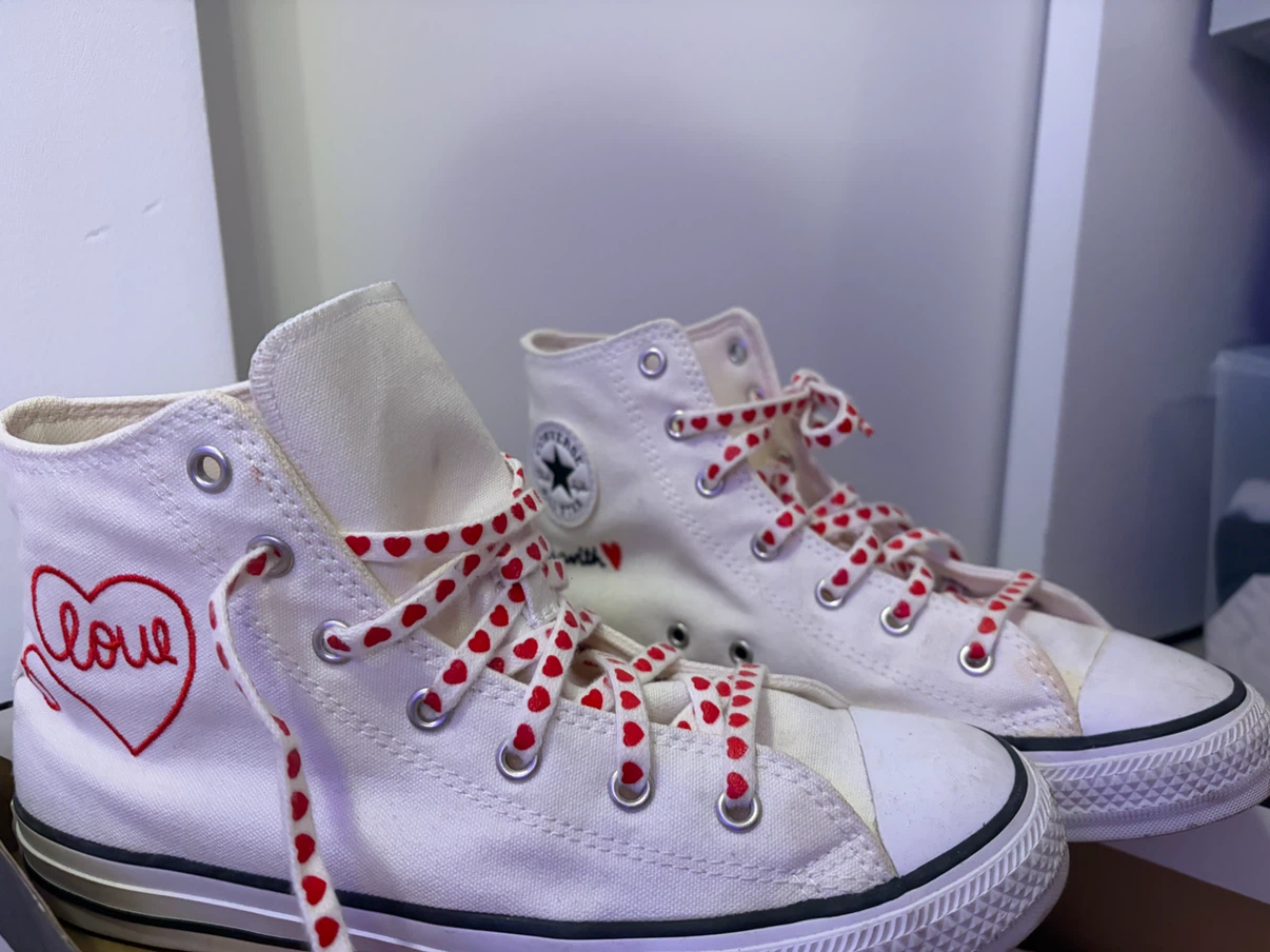 Converse Chuck Taylor All Star Hi Sneakers - White/Red Hearts - photo 2