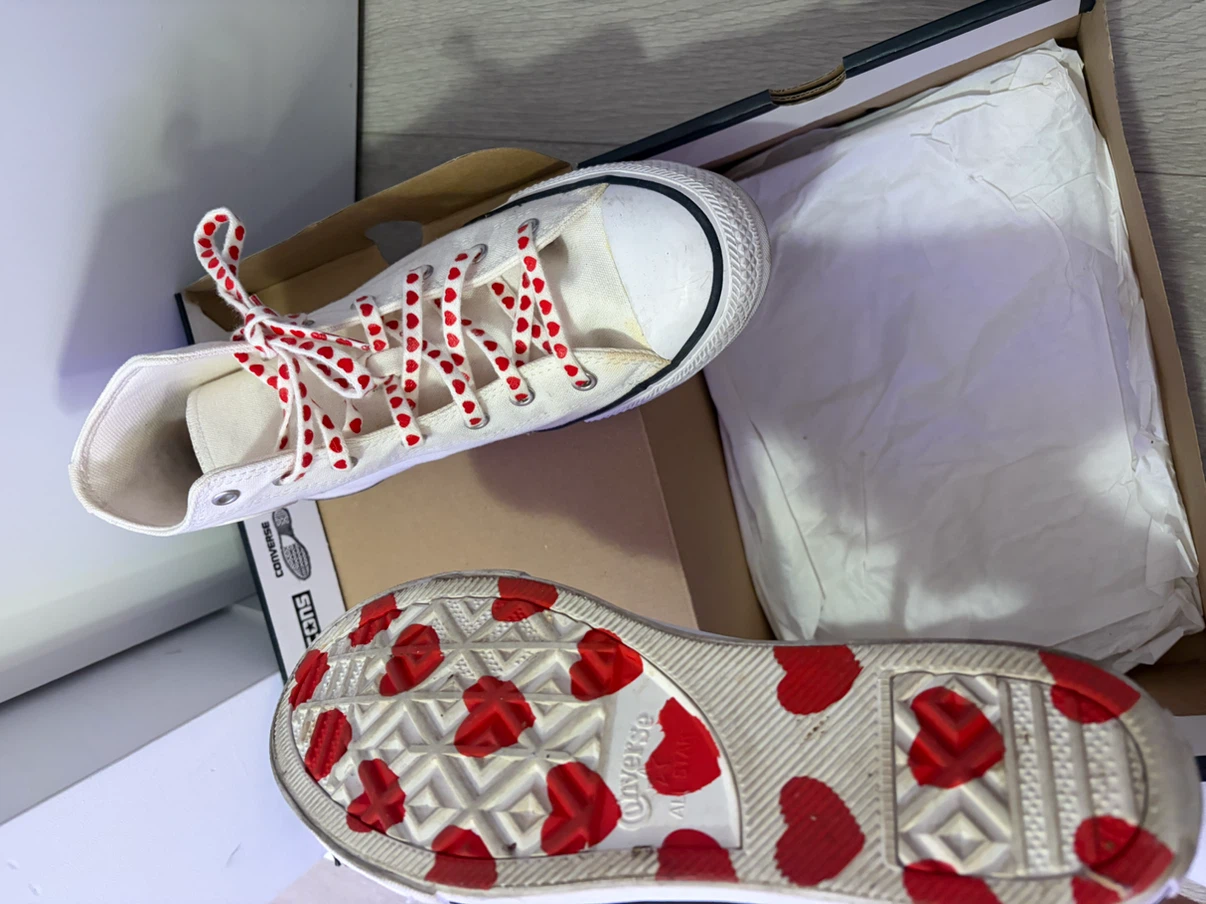 Converse Chuck Taylor All Star Hi Sneakers - White/Red Hearts - photo 3