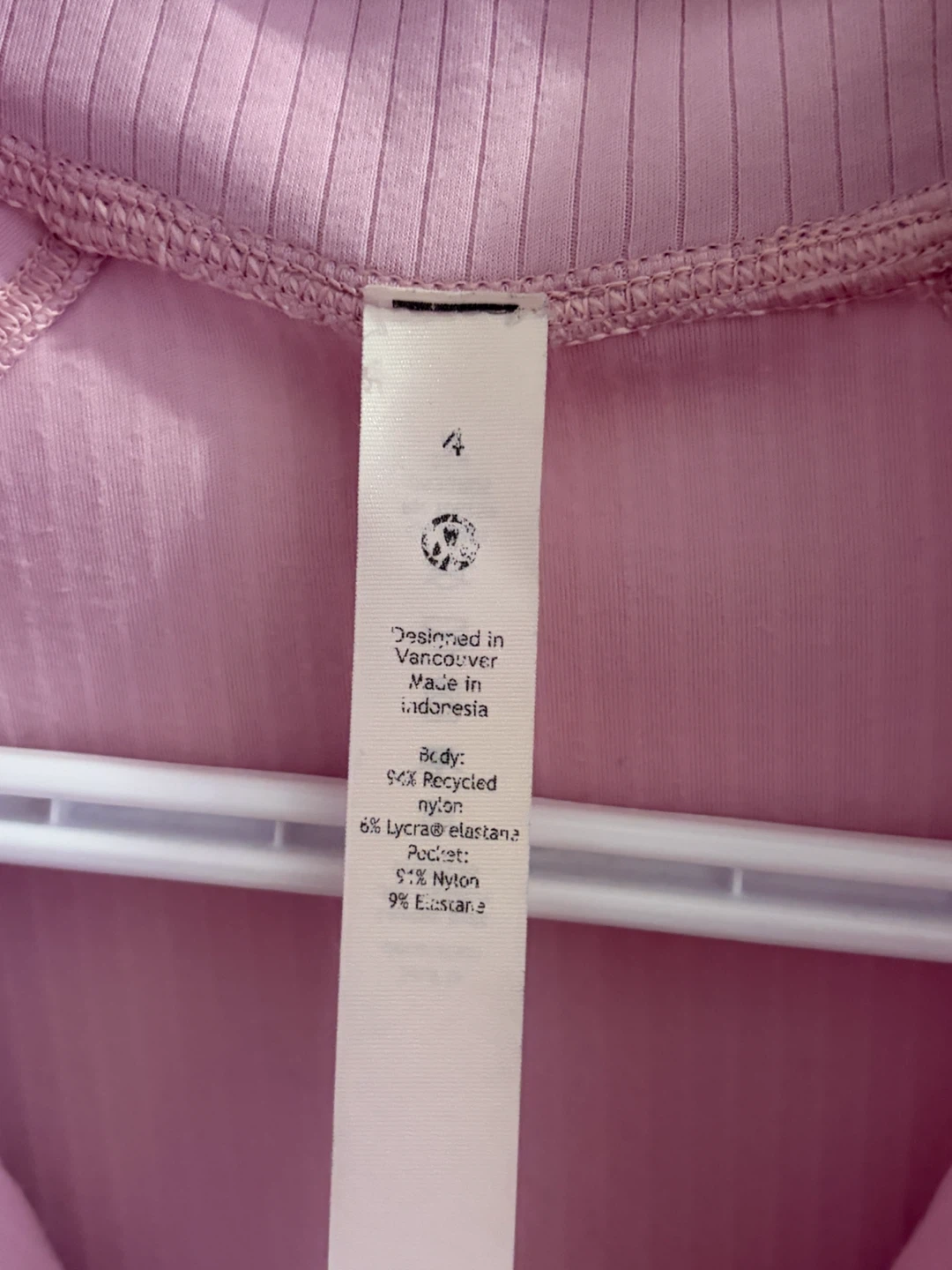 Lululemon Ribbed Quarter Zip Long Sleeve Top Pink Size 4 - photo 3