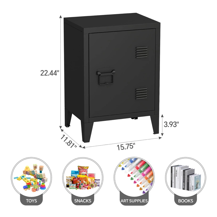 MIOCASA Metal Nightstand Modern Storage Cabinet - photo 2