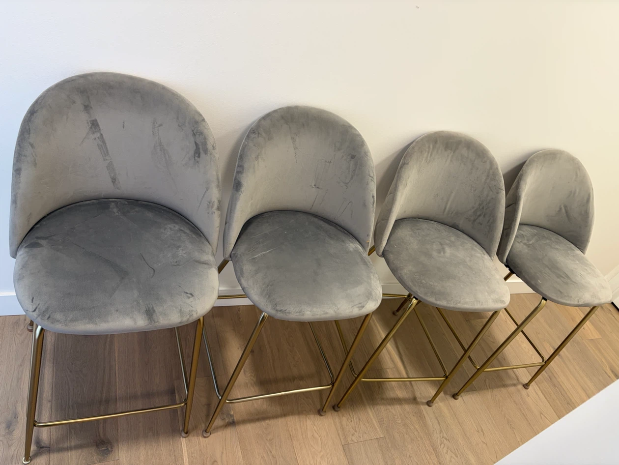 Polly Velvet Counter Stools (Set of 4) - Light Grey
