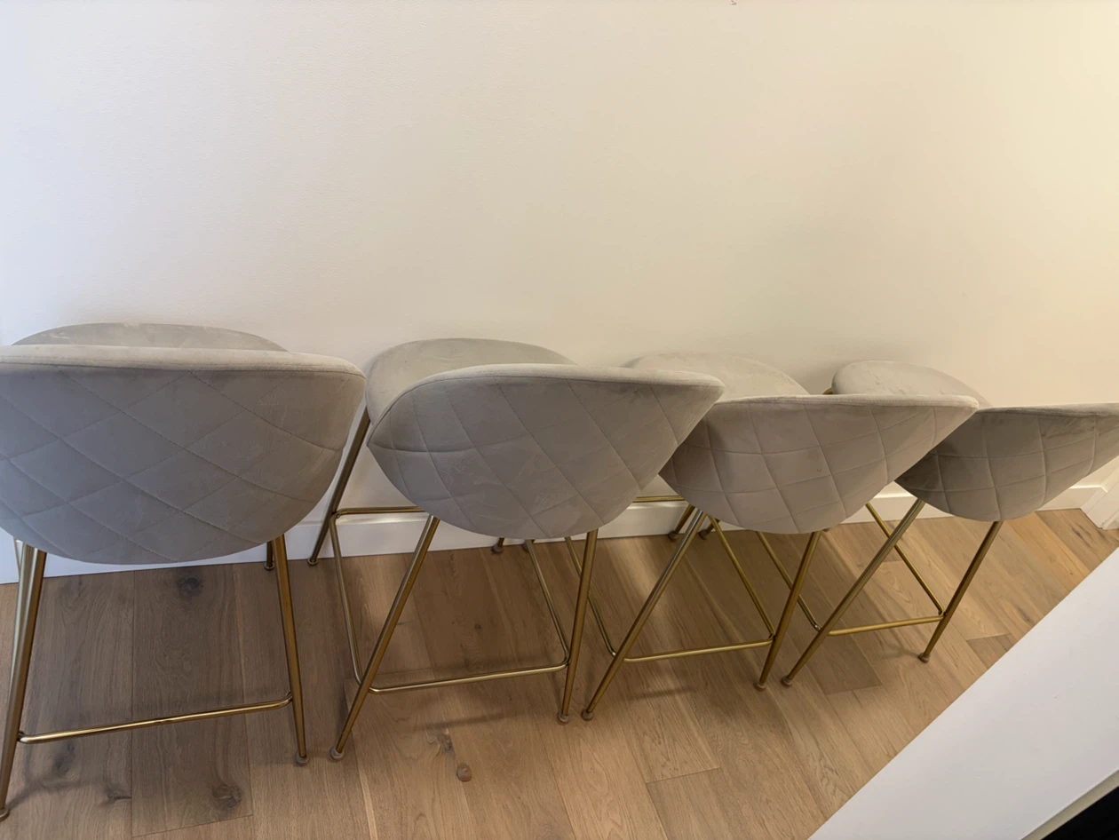 Polly Velvet Counter Stools (Set of 4) - Light Grey - photo 2