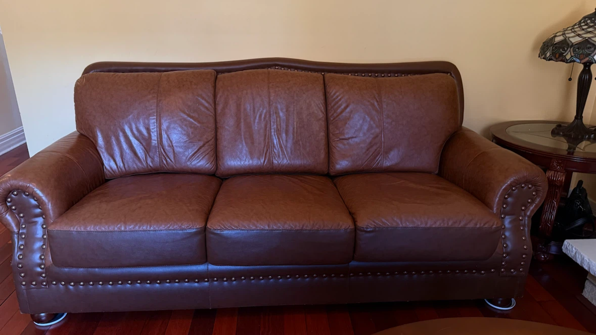 Brown Leather Sofa - photo 3