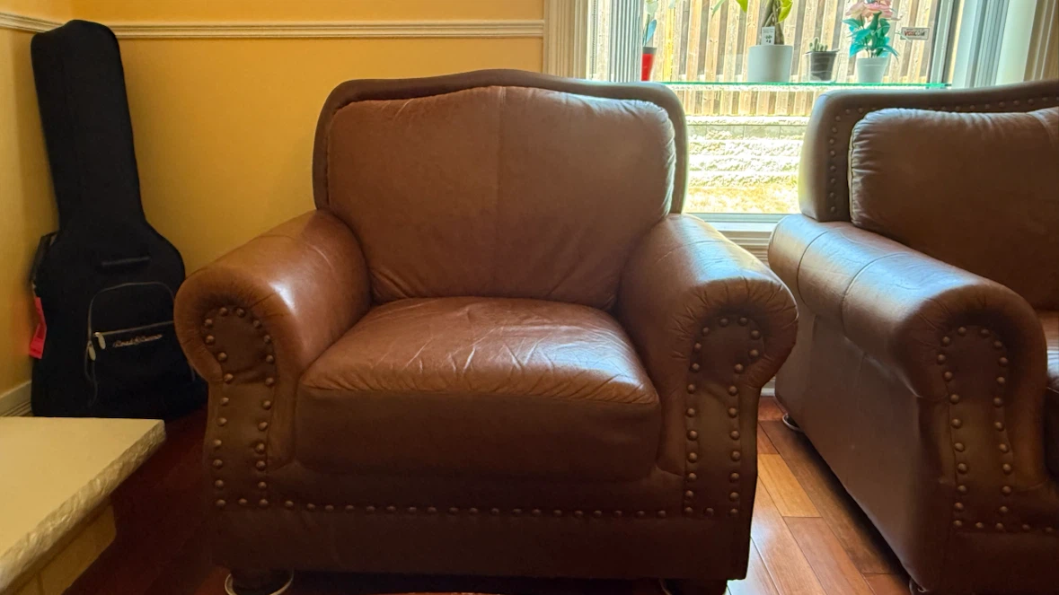 Brown Leather Sofa - photo 4