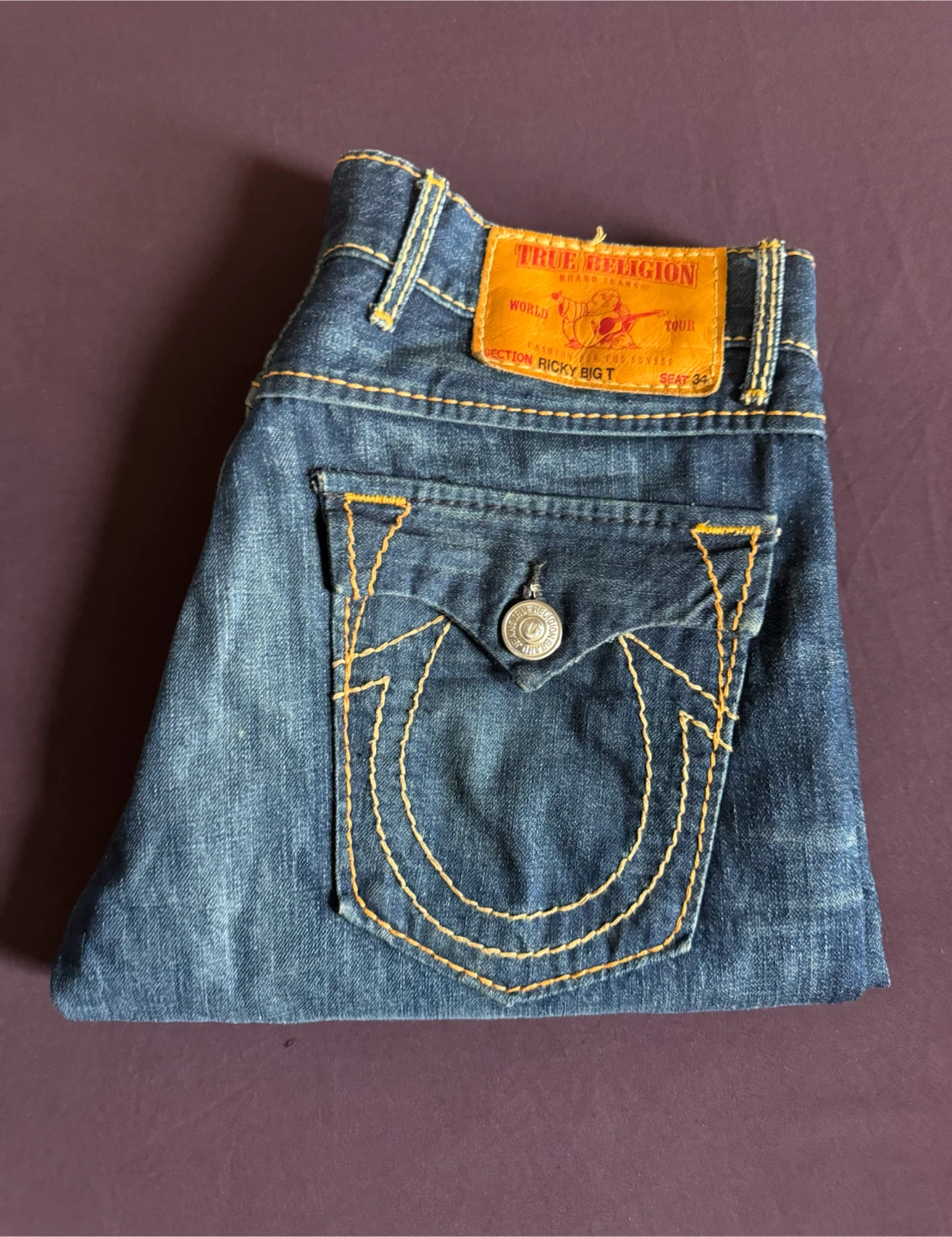 Men’s True Religion Jeans Western Big T Ricky Straight Fit