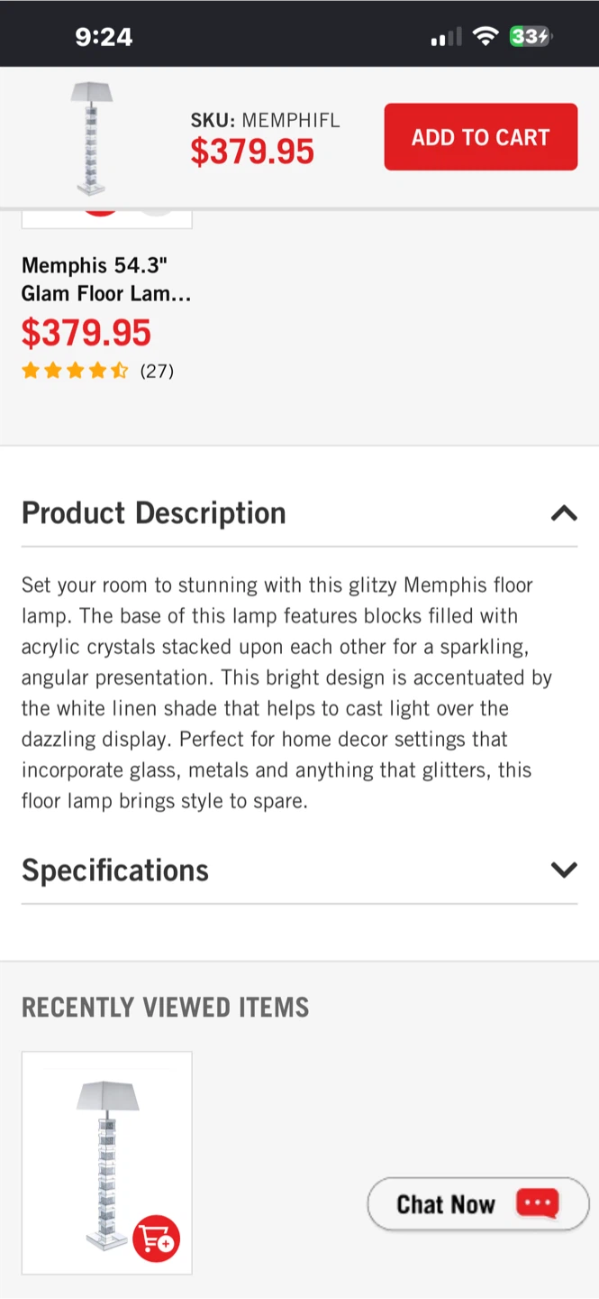 Memphis 54.3" Glam Floor Lamp - photo 2