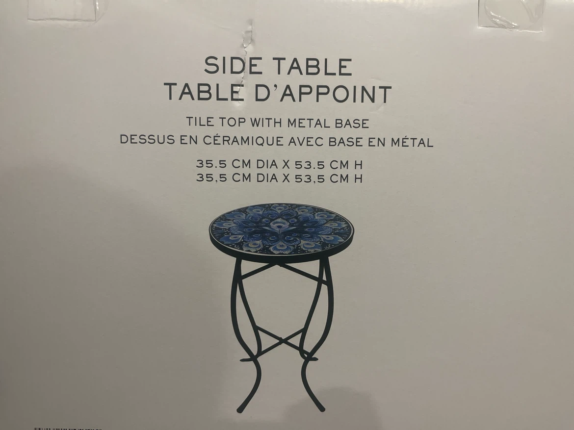 Tile Top Side Table with Metal Base - photo 2