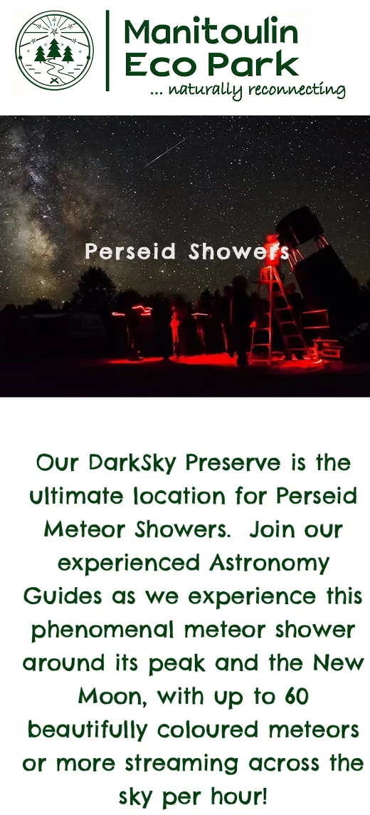 Meteor Shower Perseid Manitoulin Park Camping Aug 12-14, 2026