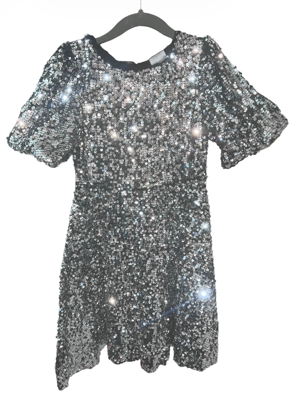 ✨ Zara Girls Silver Sequin Party Dress | Size 7