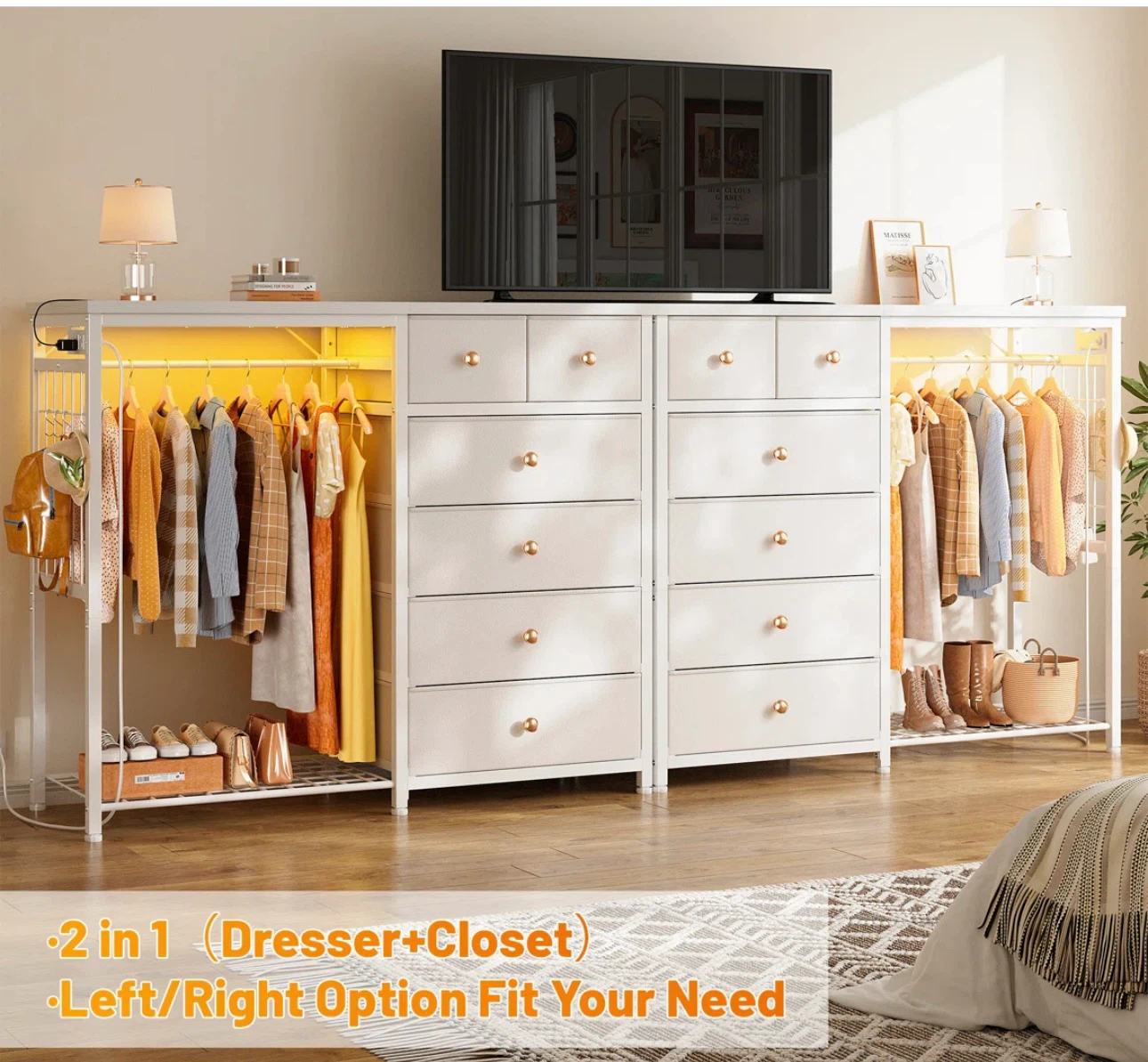 6-Drawer Dresser with Clothes Rack and Charging Station - photo 3