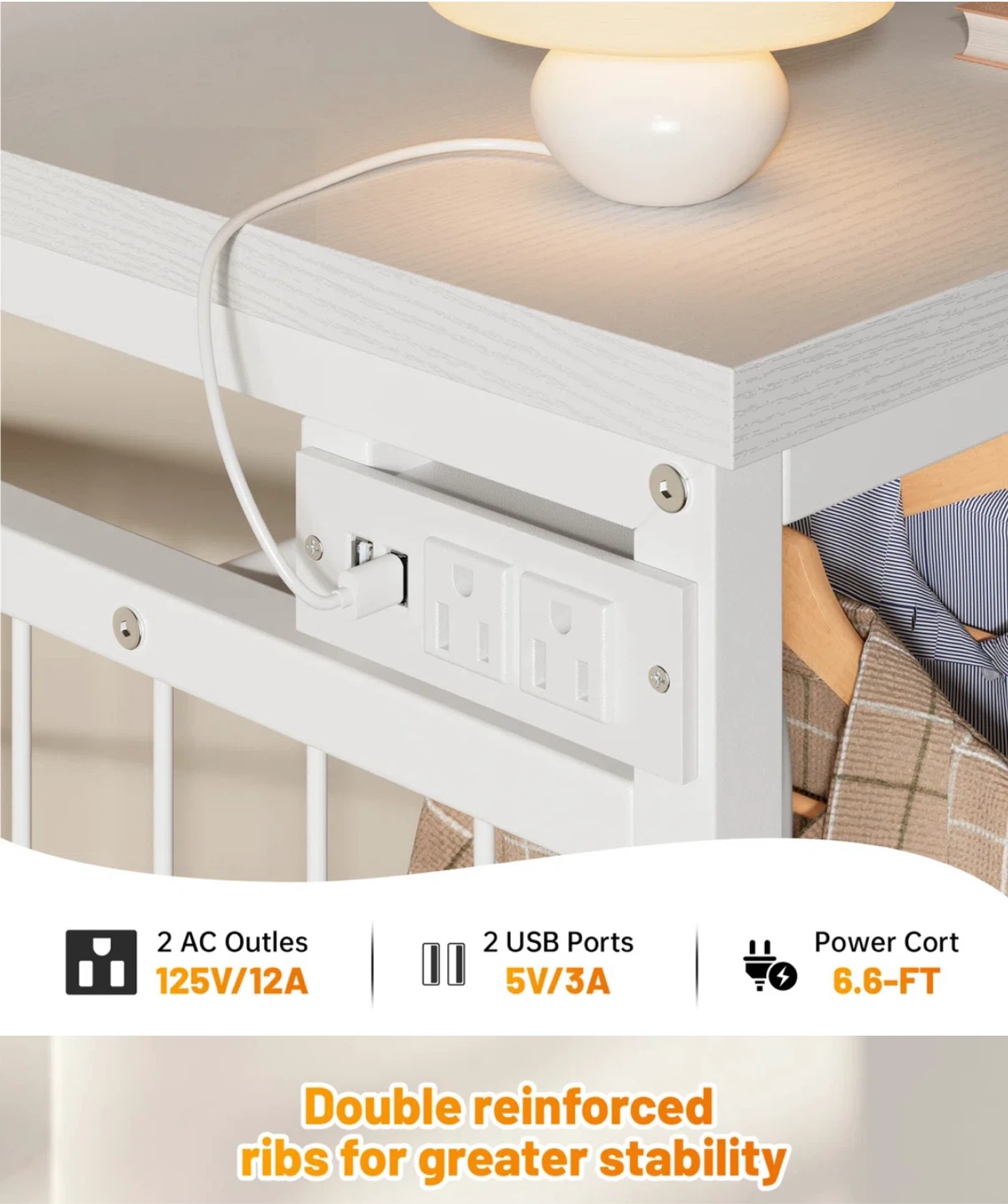 6-Drawer Dresser with Clothes Rack and Charging Station - photo 4
