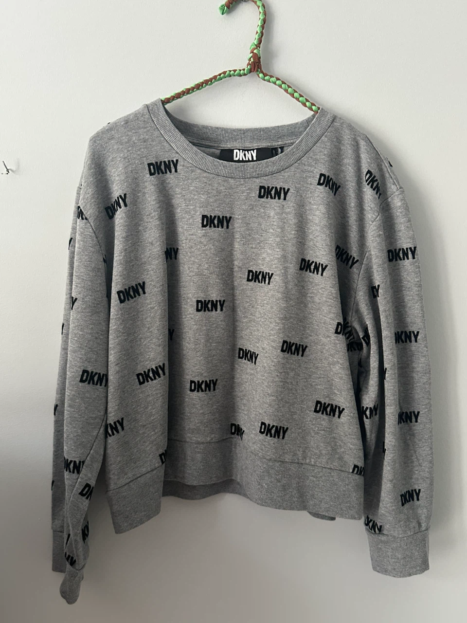 DKNY Grey All-Over Logo Crewneck Sweatshirt