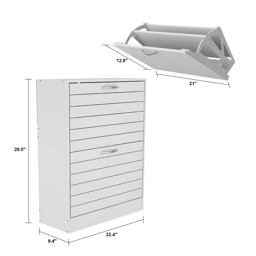 Timechee 8 Pair Shoe Storage Cabinet- WHITE