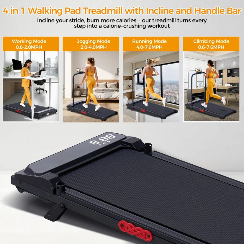 Small Treadmills for Home Exercising, 0.6-7.6MPH Compact - photo 2