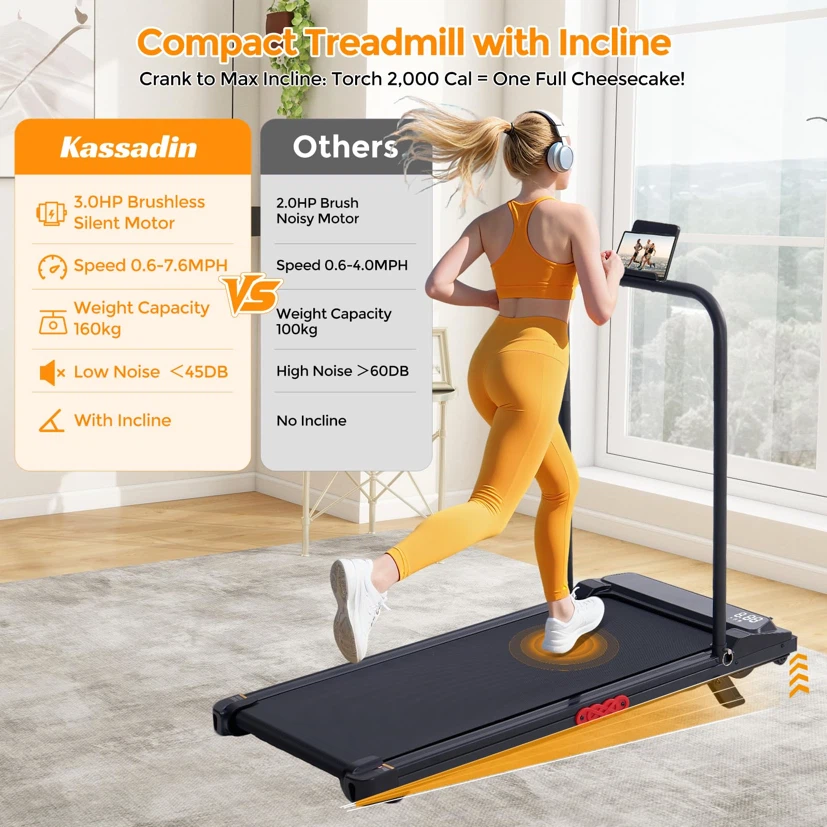 Small Treadmills for Home Exercising, 0.6-7.6MPH Compact - photo 3