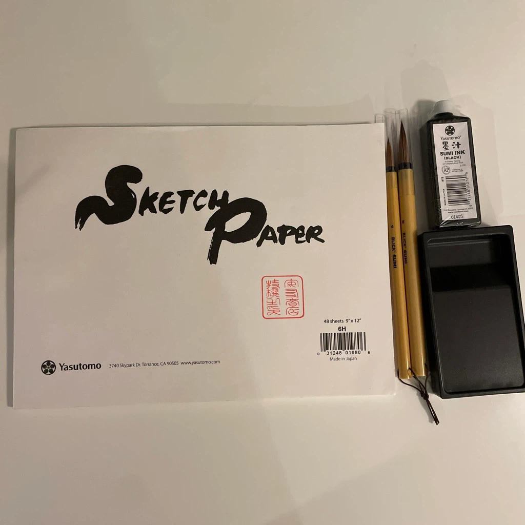 Yasutomo Sumi Art Kit. Ink, Sketch Paper, and Brush Set - photo 2