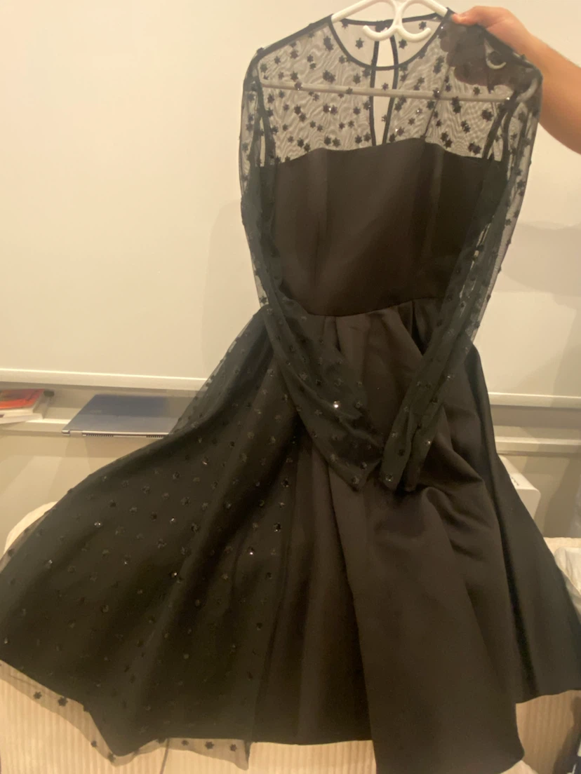 Black sequined mesh dress