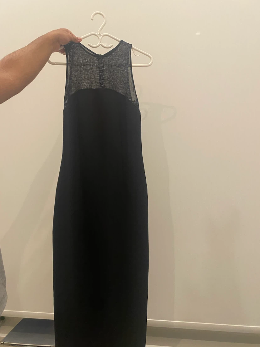 Black Mesh Neckline Dress